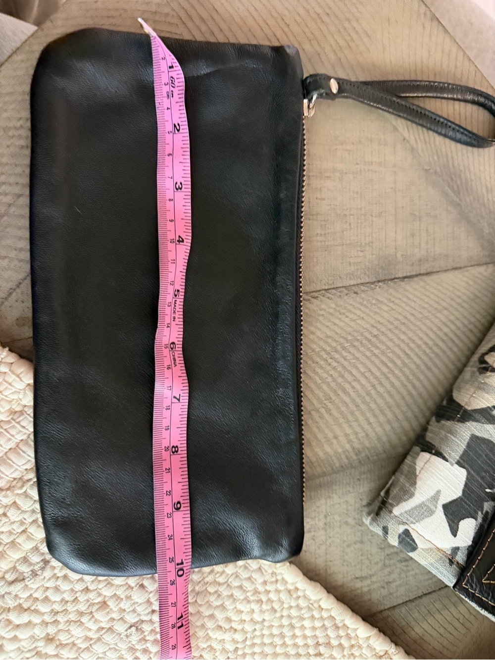 Classic Black Leather Wristlet Clutch - Rough & Tumble - Picture 6 of 6